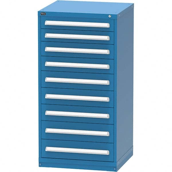 Vidmar - 9 Drawer Bright Blue Steel Modular Storage Cabinet - Exact Tool & Supply