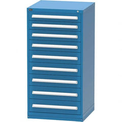 Vidmar - 9 Drawer Bright Blue Steel Modular Storage Cabinet - Exact Tool & Supply