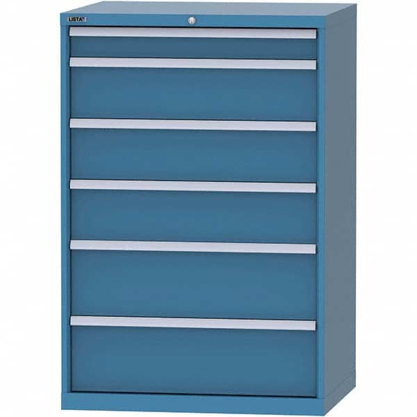 LISTA - 6 Drawer, 84 Compartment Bright Blue Steel Modular Storage Cabinet - Exact Tool & Supply