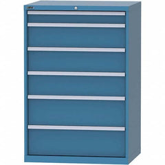 LISTA - 6 Drawer, 84 Compartment Bright Blue Steel Modular Storage Cabinet - Exact Tool & Supply