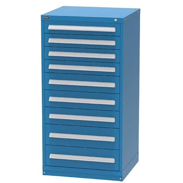 Vidmar - 9 Drawer, 344 Compartment Bright Blue Steel Modular Storage Cabinet - Exact Tool & Supply