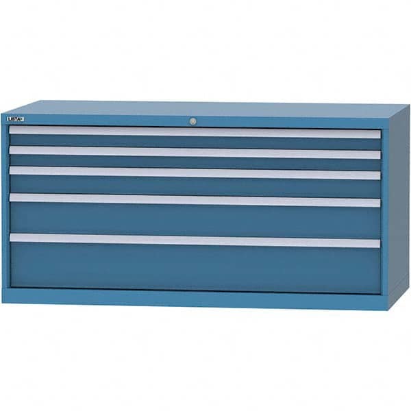LISTA - 5 Drawer, 84 Compartment Bright Blue Steel Modular Storage Cabinet - Exact Tool & Supply