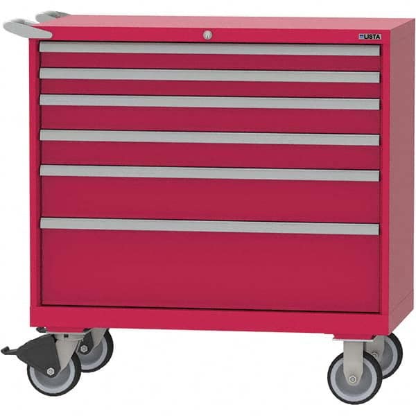 LISTA - 6 Drawer, 84 Compartment Bright Blue Steel Modular Storage Cabinet - Exact Tool & Supply