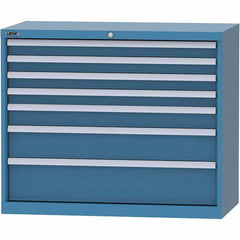 LISTA - 7 Drawer, 84 Compartment Bright Blue Steel Modular Storage Cabinet - Exact Tool & Supply