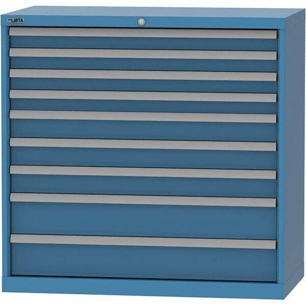 LISTA - 9 Drawer, 84 Compartment Bright Blue Steel Modular Storage Cabinet - Exact Tool & Supply