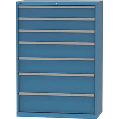 LISTA - 7 Drawer, 84 Compartment Bright Blue Steel Modular Storage Cabinet - Exact Tool & Supply