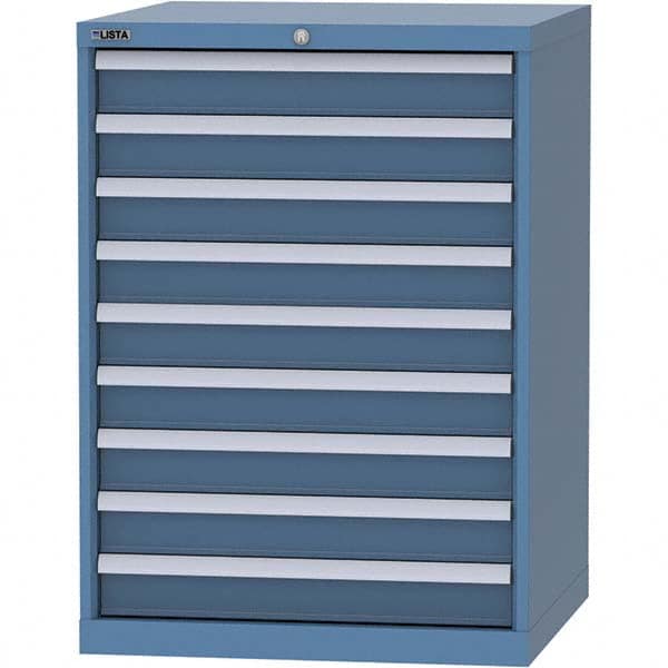 LISTA - 9 Drawer, 45 Compartment Bright Blue Steel Modular Storage Cabinet - Exact Tool & Supply