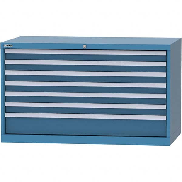 LISTA - 7 Drawer, 99 Compartment Bright Blue Steel Modular Storage Cabinet - Exact Tool & Supply