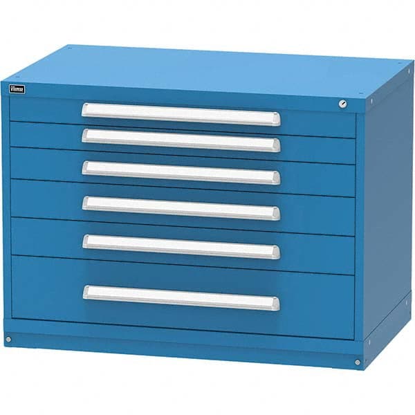 Vidmar - 6 Drawer, 45 Compartment Bright Blue Steel Modular Storage Cabinet - Exact Tool & Supply