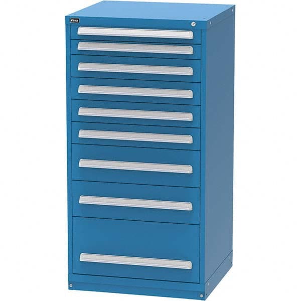 Vidmar - 9 Drawer Bright Blue Steel Modular Storage Cabinet - Exact Tool & Supply