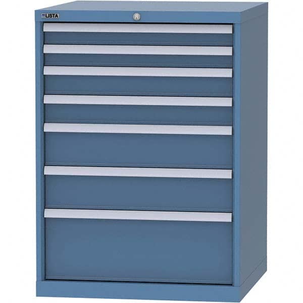 LISTA - 7 Drawer, 45 Compartment Bright Blue Steel Modular Storage Cabinet - Exact Tool & Supply