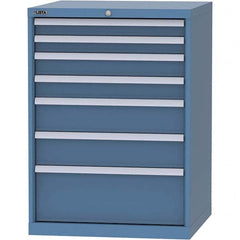 LISTA - 7 Drawer, 45 Compartment Bright Blue Steel Modular Storage Cabinet - Exact Tool & Supply