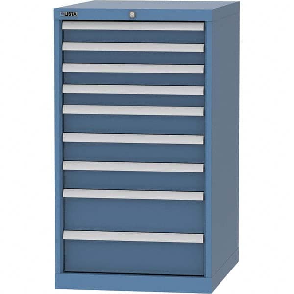 LISTA - 9 Drawer, 99 Compartment Bright Blue Steel Modular Storage Cabinet - Exact Tool & Supply