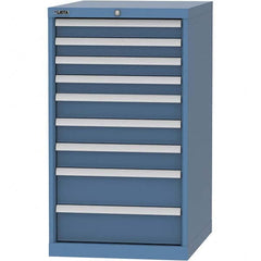 LISTA - 9 Drawer, 99 Compartment Bright Blue Steel Modular Storage Cabinet - Exact Tool & Supply