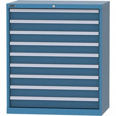 LISTA - 9 Drawer, 84 Compartment Bright Blue Steel Modular Storage Cabinet - Exact Tool & Supply