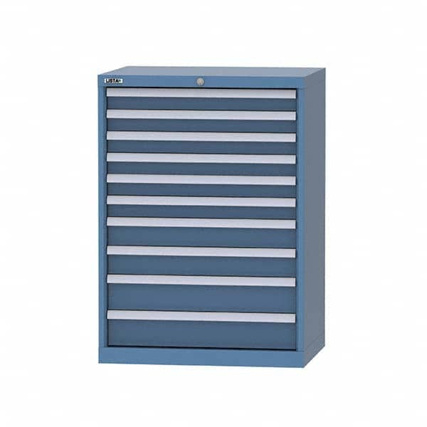 LISTA - 9 Drawer, 124 Compartment Bright Blue Steel Modular Storage Cabinet - Exact Tool & Supply