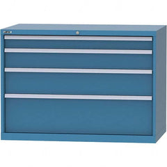 LISTA - 4 Drawer, 99 Compartment Bright Blue Steel Modular Storage Cabinet - Exact Tool & Supply