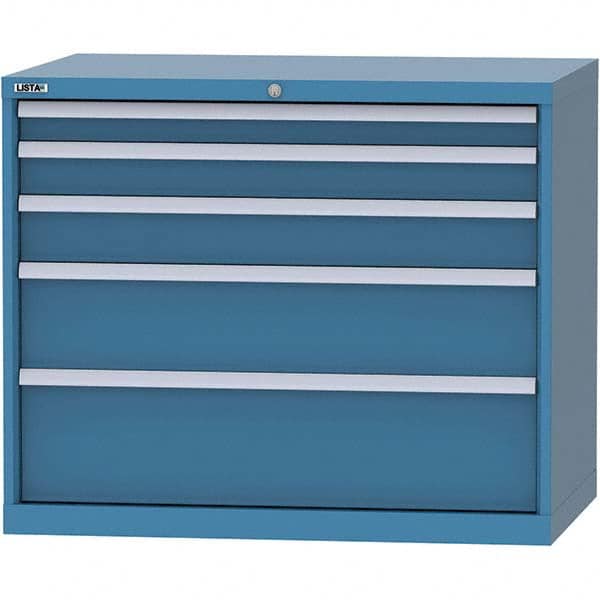 LISTA - 5 Drawer, 99 Compartment Bright Blue Steel Modular Storage Cabinet - Exact Tool & Supply