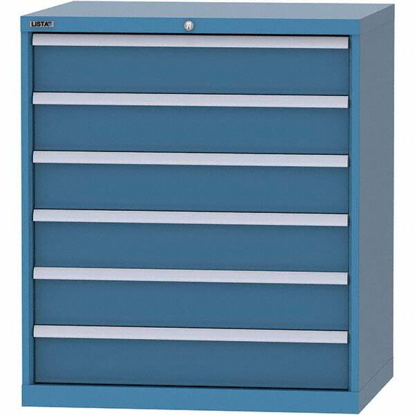 LISTA - 6 Drawer, 84 Compartment Bright Blue Steel Modular Storage Cabinet - Exact Tool & Supply