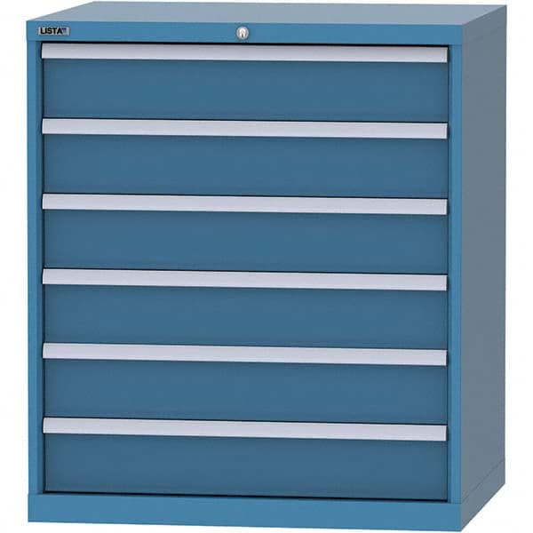 LISTA - 6 Drawer, 84 Compartment Bright Blue Steel Modular Storage Cabinet - Exact Tool & Supply