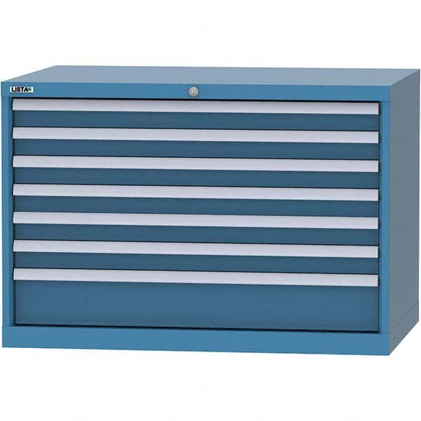 LISTA - 7 Drawer, 84 Compartment Bright Blue Steel Modular Storage Cabinet - Exact Tool & Supply