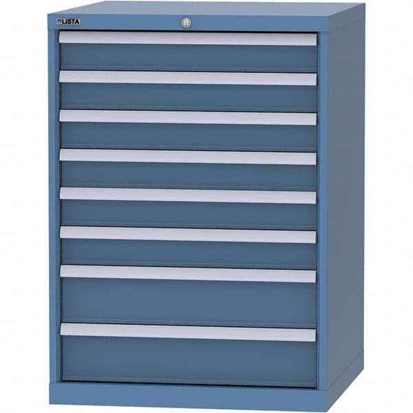 LISTA - 8 Drawer, 45 Compartment Bright Blue Steel Modular Storage Cabinet - Exact Tool & Supply