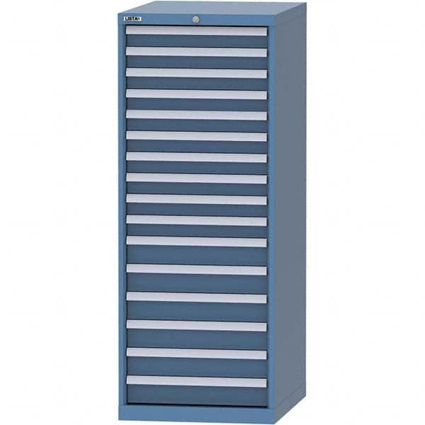 LISTA - 16 Drawer, 99 Compartment Bright Blue Steel Modular Storage Cabinet - Exact Tool & Supply