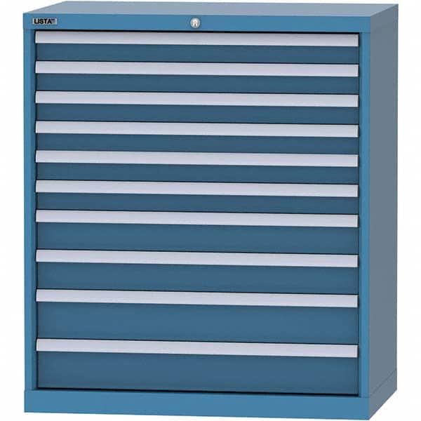 LISTA - 10 Drawer, 84 Compartment Bright Blue Steel Modular Storage Cabinet - Exact Tool & Supply