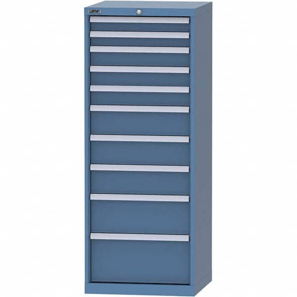 LISTA - 10 Drawer, 84 Compartment Bright Blue Steel Modular Storage Cabinet - Exact Tool & Supply