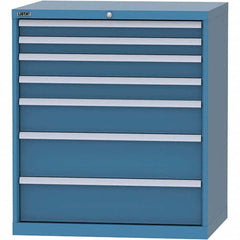 LISTA - 7 Drawer, 84 Compartment Bright Blue Steel Modular Storage Cabinet - Exact Tool & Supply