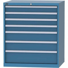 LISTA - 7 Drawer, 84 Compartment Bright Blue Steel Modular Storage Cabinet - Exact Tool & Supply