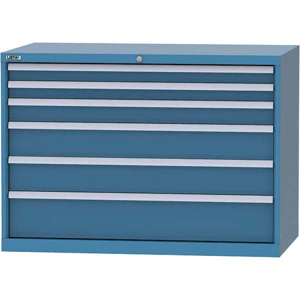 LISTA - 6 Drawer, 99 Compartment Bright Blue Steel Modular Storage Cabinet - Exact Tool & Supply