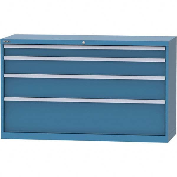 LISTA - 4 Drawer, 84 Compartment Bright Blue Steel Modular Storage Cabinet - Exact Tool & Supply