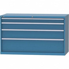 LISTA - 4 Drawer, 84 Compartment Bright Blue Steel Modular Storage Cabinet - Exact Tool & Supply