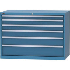 LISTA - 6 Drawer, 99 Compartment Bright Blue Steel Modular Storage Cabinet - Exact Tool & Supply