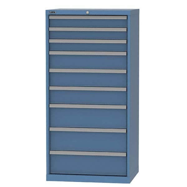 LISTA - 9 Drawer, 124 Compartment Bright Blue Steel Modular Storage Cabinet - Exact Tool & Supply