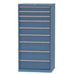 LISTA - 9 Drawer, 124 Compartment Bright Blue Steel Modular Storage Cabinet - Exact Tool & Supply