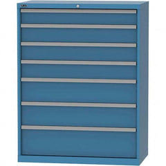 LISTA - 7 Drawer, 84 Compartment Bright Blue Steel Modular Storage Cabinet - Exact Tool & Supply