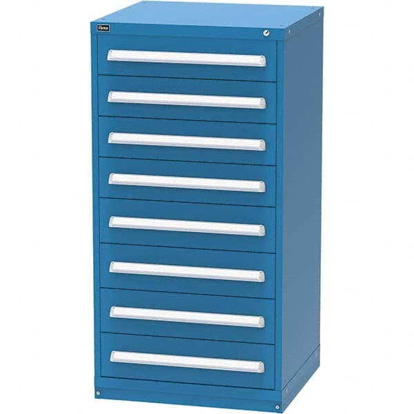 Vidmar - 8 Drawer, 124 Compartment Bright Blue Steel Modular Storage Cabinet - Exact Tool & Supply