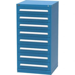 Vidmar - 8 Drawer, 124 Compartment Bright Blue Steel Modular Storage Cabinet - Exact Tool & Supply
