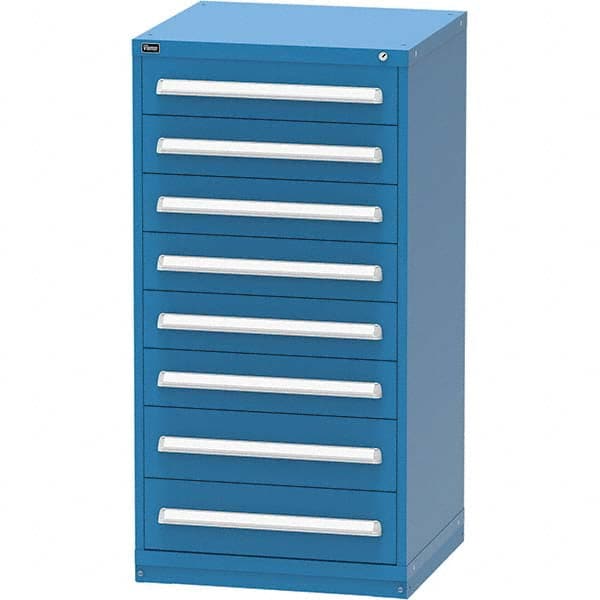 Vidmar - 8 Drawer, 124 Compartment Bright Blue Steel Modular Storage Cabinet - Exact Tool & Supply