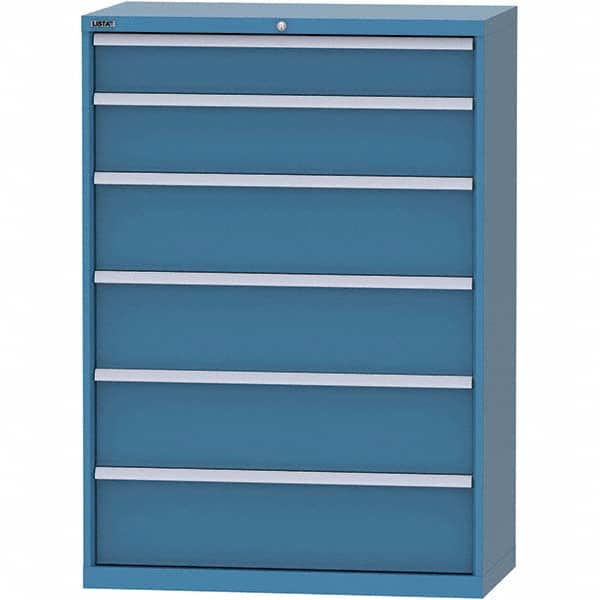 LISTA - 6 Drawer, 84 Compartment Bright Blue Steel Modular Storage Cabinet - Exact Tool & Supply