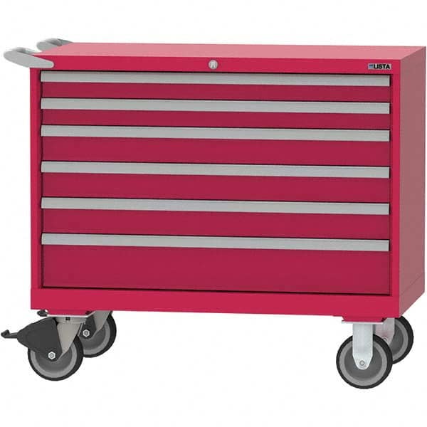 LISTA - 6 Drawer, 84 Compartment Bright Blue Steel Modular Storage Cabinet - Exact Tool & Supply