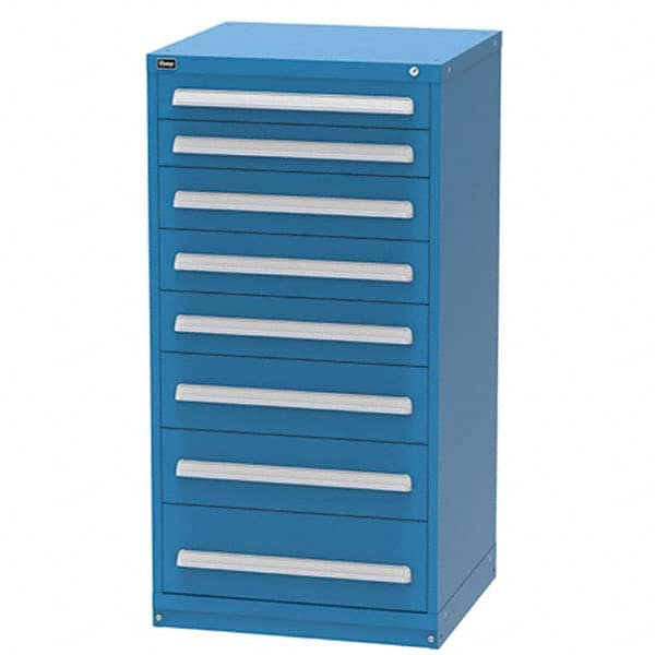 Vidmar - 8 Drawer, 344 Compartment Bright Blue Steel Modular Storage Cabinet - Exact Tool & Supply