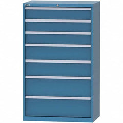 LISTA - 7 Drawer, 84 Compartment Bright Blue Steel Modular Storage Cabinet - Exact Tool & Supply