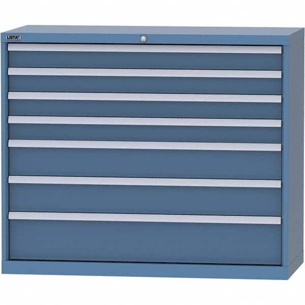 LISTA - 7 Drawer, 99 Compartment Bright Blue Steel Modular Storage Cabinet - Exact Tool & Supply