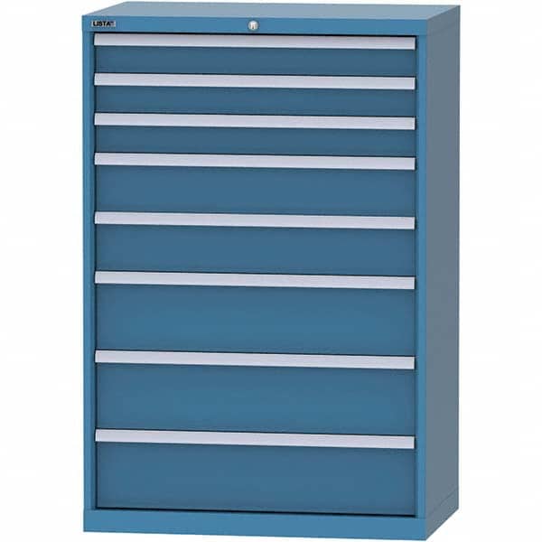 LISTA - 8 Drawer, 84 Compartment Bright Blue Steel Modular Storage Cabinet - Exact Tool & Supply