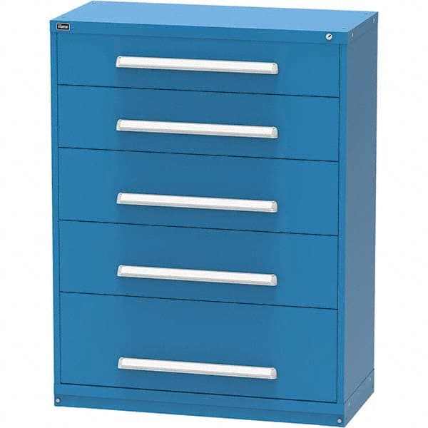 Vidmar - 5 Drawer, 45 Compartment Bright Blue Steel Modular Storage Cabinet - Exact Tool & Supply