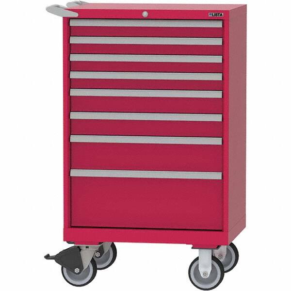LISTA - 8 Drawer, 124 Compartment Red Steel Modular Storage Cabinet - Exact Tool & Supply