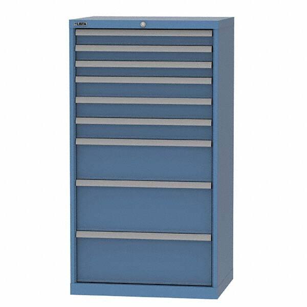 LISTA - 9 Drawer, 124 Compartment Bright Blue Steel Modular Storage Cabinet - Exact Tool & Supply